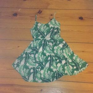 Green & White palm frond dress